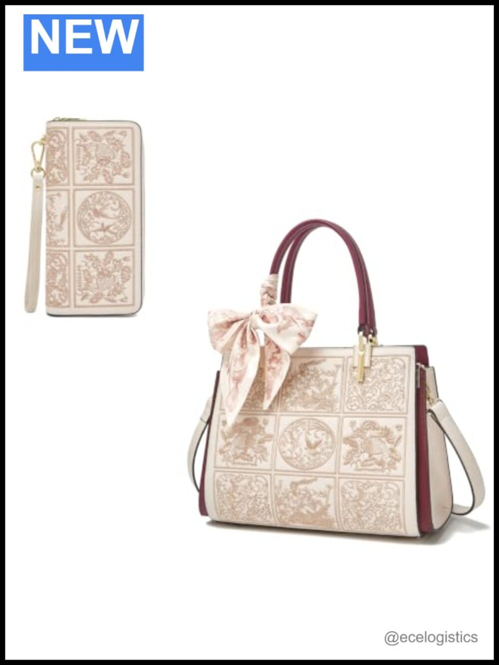 Medium Tote Bag with Slim Wallet Set for Women Adjustable Strap